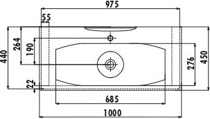 LN200-00CB00E-0000 Раковина LN200 мебельная (45*100см) Creavit  - Вид №1