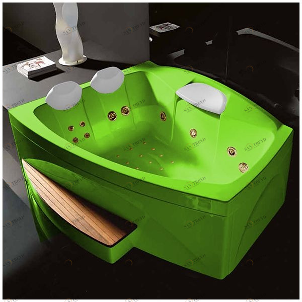 Ванна GRUPPO TREESSE Matrix Slim V763N-SZ большая с подголовником глубокая с гидромассажем и аэромассажем салатовая с золотой фурнитурой AWAV763NSZ