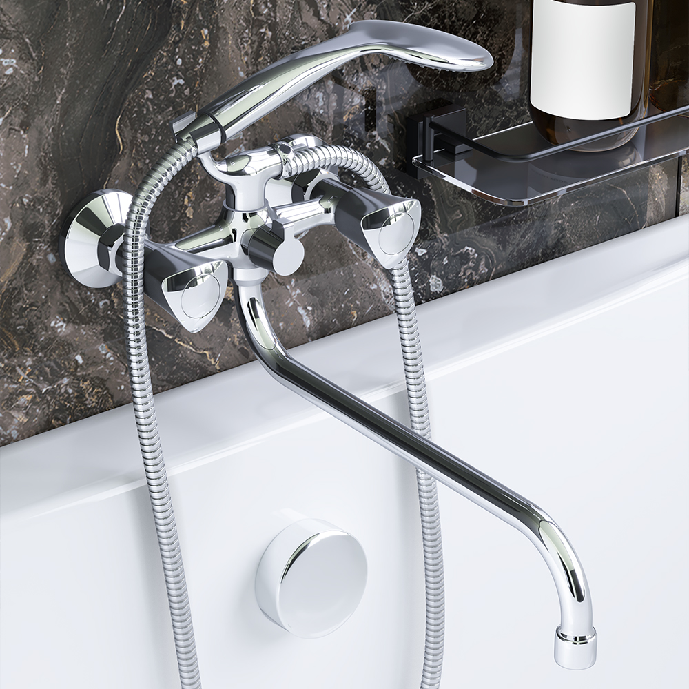 349500000 смеситель для ванны/душа с длинным изливом душ.гарнитуром шт Damixa Object  - Вид №6