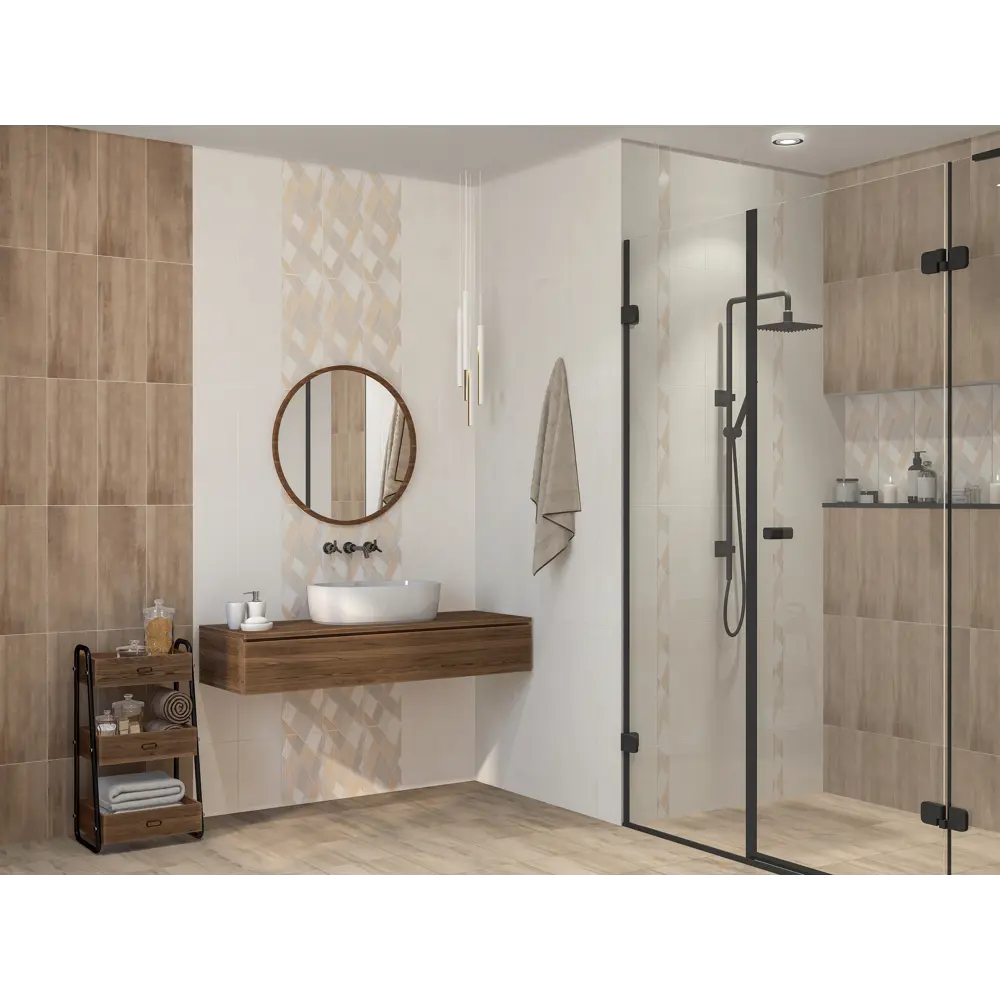 Декор настенный Azori Sonnet Beige Geometria 50.5x20.1 см цвет бежевый STLM-2086582 - Вид №1