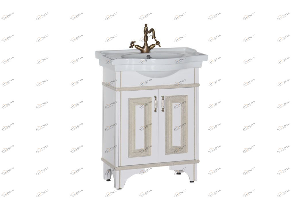 Тумба с раковиной Aquanet Валенса 70 белый краколет/золото 0018265500181675