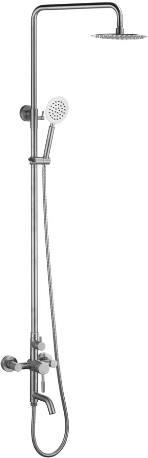 Душевая система MELANA-F1001P нерж.сталь, с тропическим душем, лейкой и смесителем, полированная