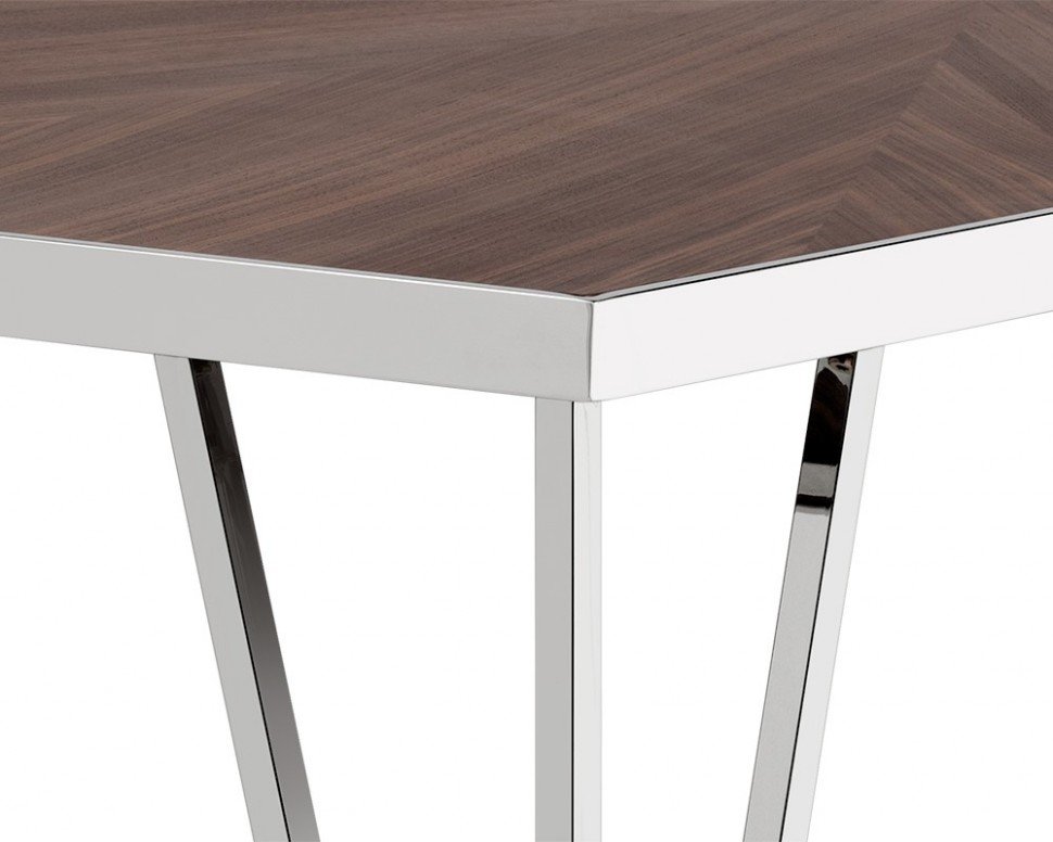 Обеденный стол прямоугольный с ножками хром и деревянным топом 120 см Effel ICON DESIGNE  178132 Коричневый  - Вид №3