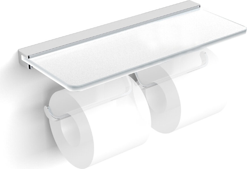32042B Бумагодержатель двойной подвесной с полкой цвет хром LANGBERGER MELVIN - Вид №1