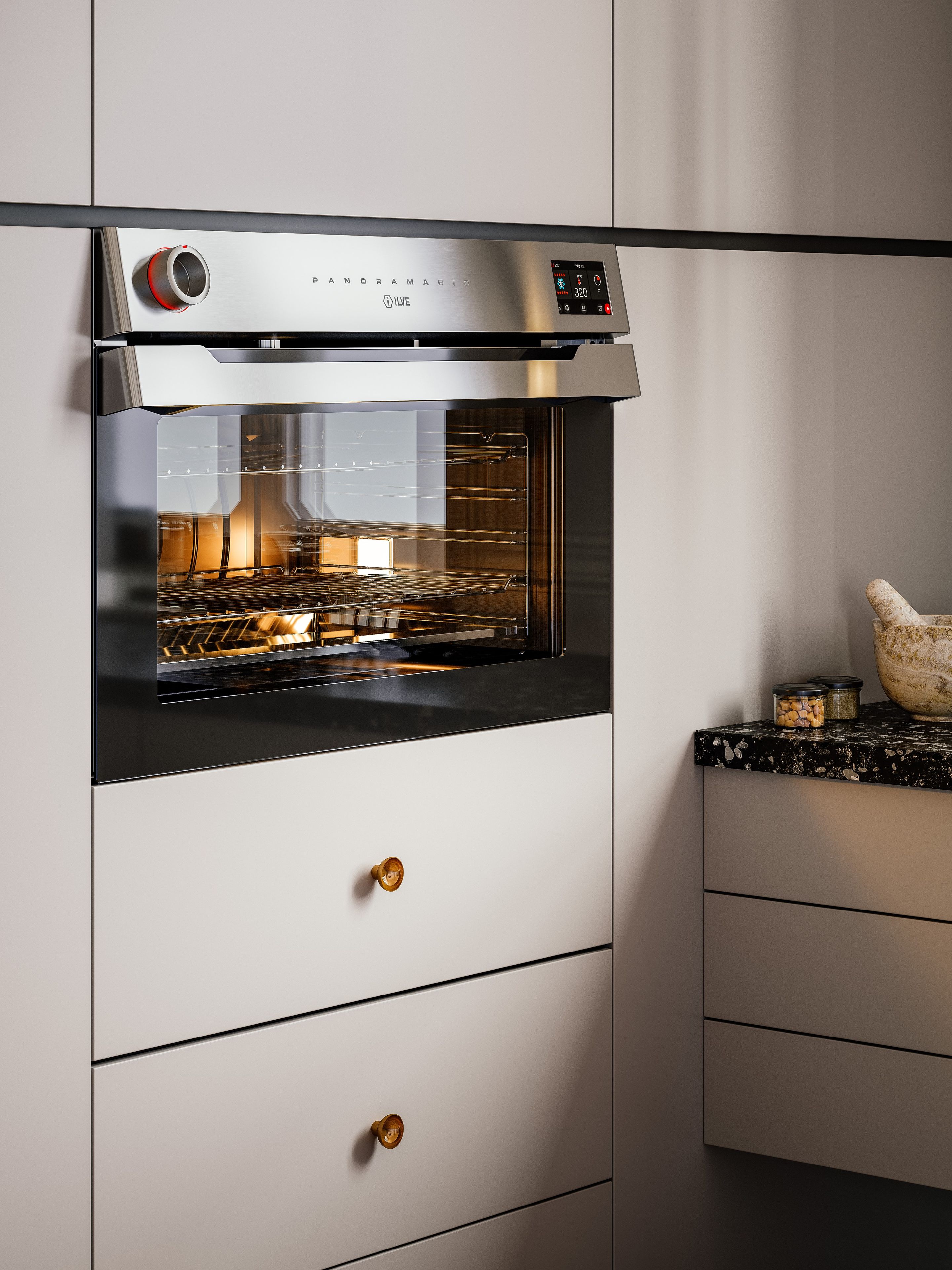 Многофункциональная встраиваемая печь из нержавеющей стали Ilve Panoramagic ARCH-00055552 - Вид №1