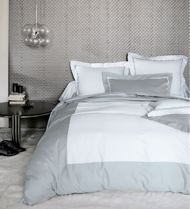 AMB_ME_200 КПБ пододеяльник 200/220 бело-серый прост 240/300 2 нав 50/73 сатин 280TC Blanc des Vosges Santreyd 