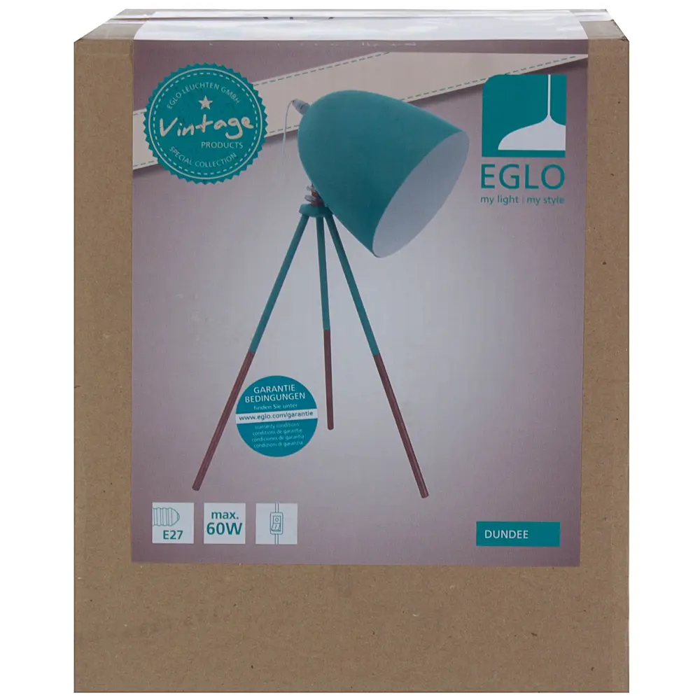 Настольная лампа «Dundee» 1xE27x60 Вт, цвет сталь мятная Eglo STLM-2111933 - Вид №4