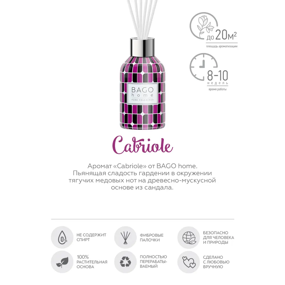 Ароматический диффузор Bago Home Cabriole 90 мл 86731830 STLM-2156978  - Вид №2