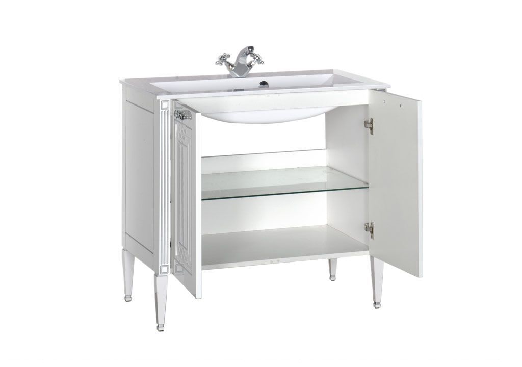 Тумба с раковиной Aquanet Паола 90 белый/серебро (литьевой мрамор) 0018176200164748 - Вид №1