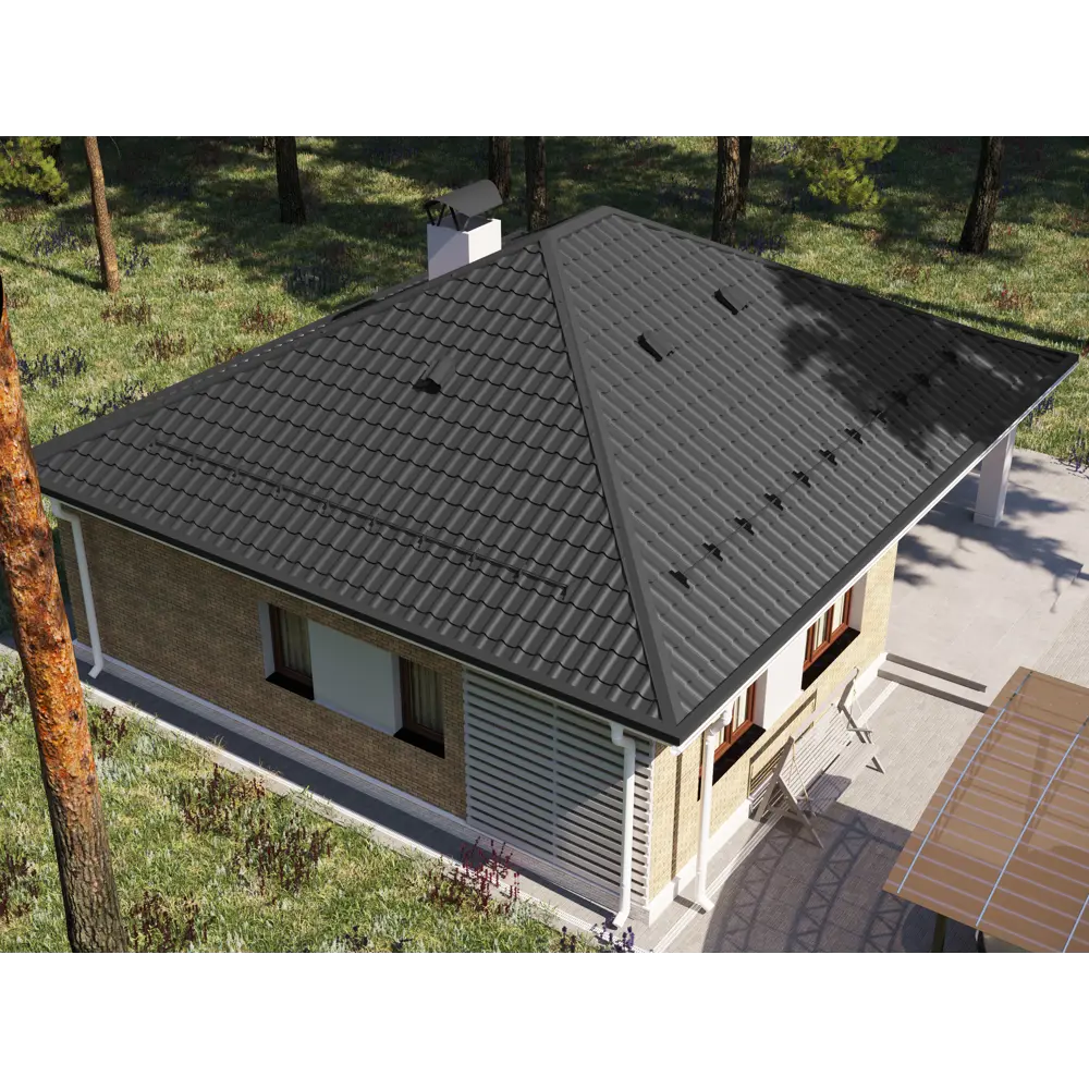 Металлочерепица 0.5 мм ГОСТ 500x1180 мм RAL 7024 графитовый серый Santreyd STLM-2097413 - Вид №3