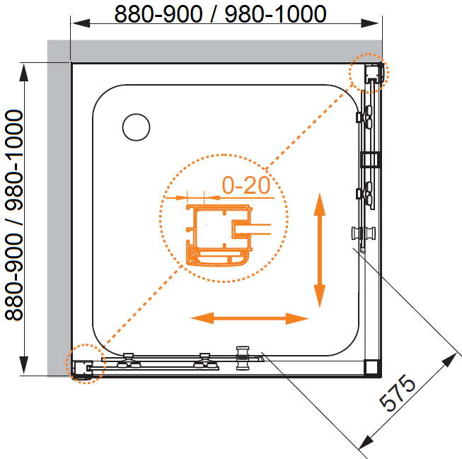 Душевой уголок CEZARES ANIMA-W-A-2-100-P-Cr - Вид №4