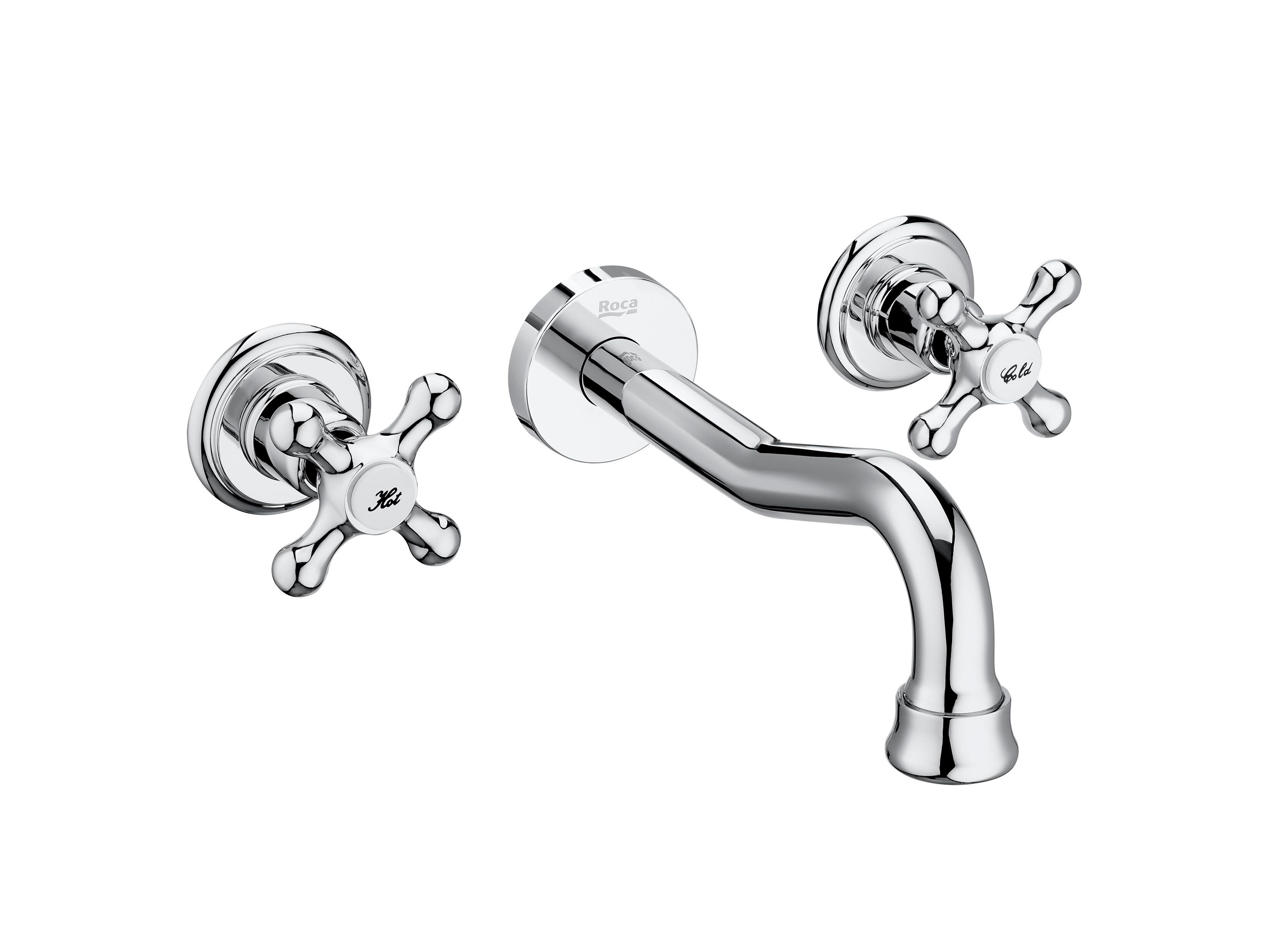 Хромированный латунный настенный смеситель для раковины с отдельными розетками Roca Carmen ARCH-00141174 - Вид №1