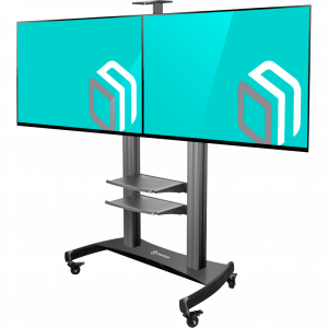 TS3811 BLACK Мобильная стойка на 2 тв/ 40-60" от 200х200 до 1000х600, макс нагр 136,4кг, высота 1300-1700мм, черная ONKRON