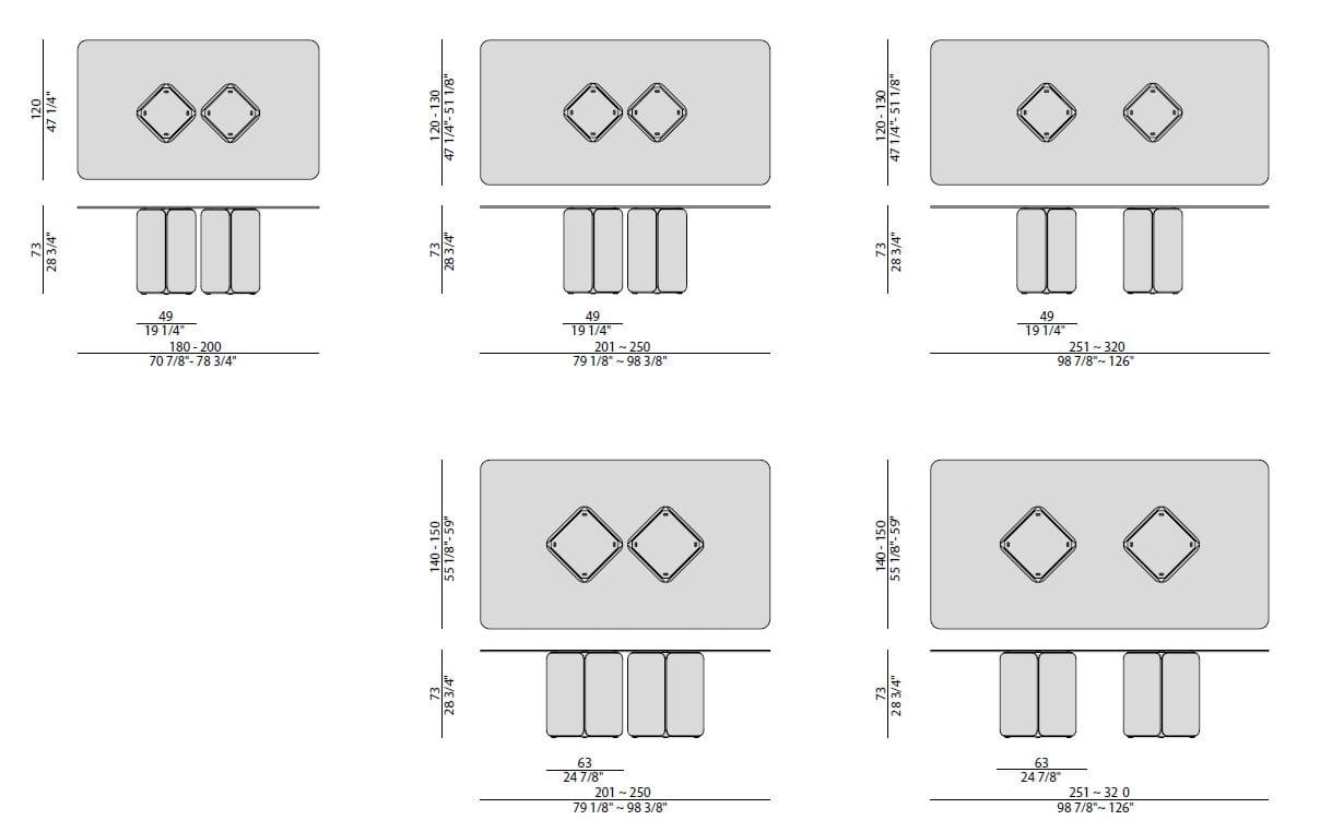 Прямоугольный Хрустальный обеденный стол Porada двадцать четыре ARCH-00096587 - Вид №7