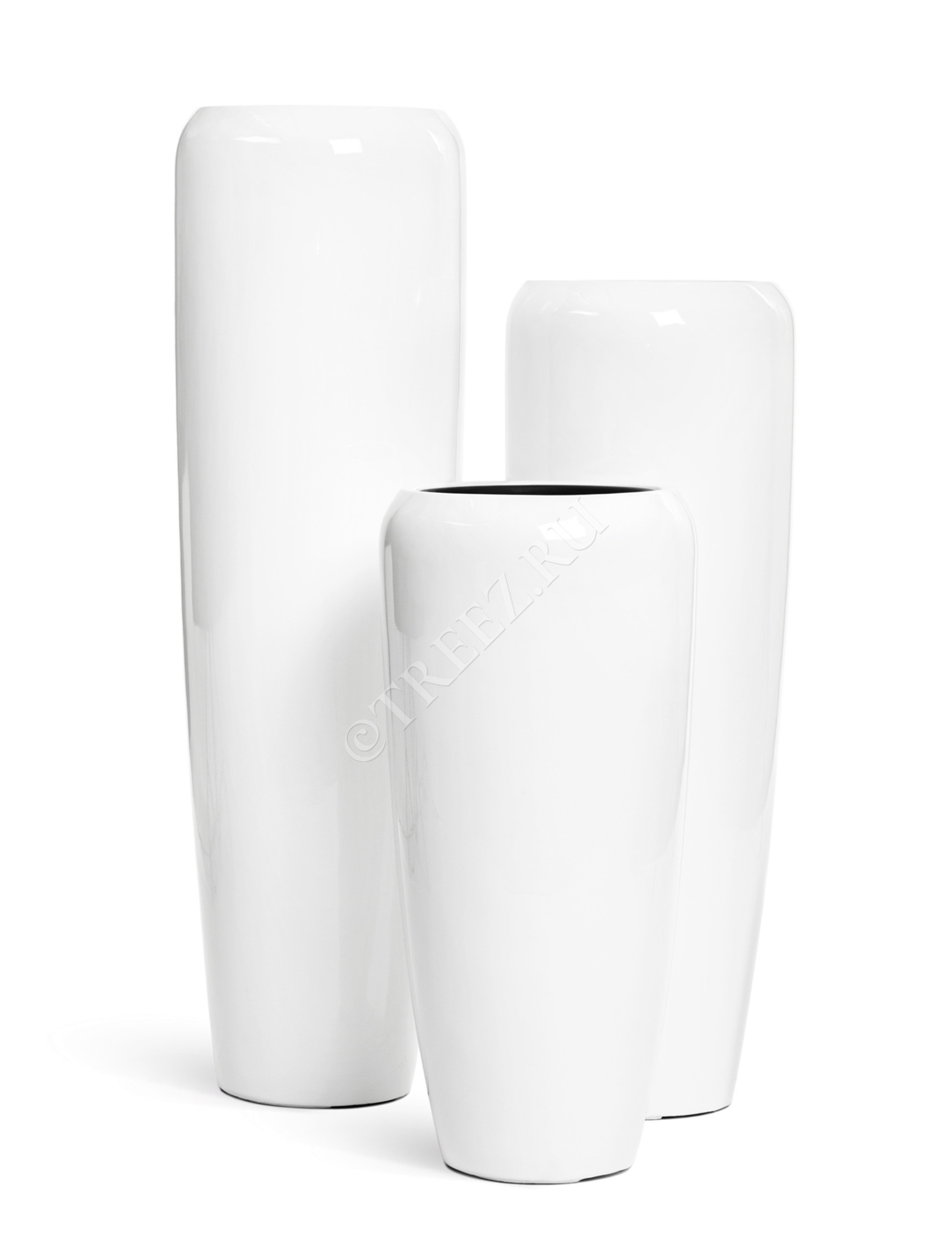 41.3320-05-036-WH-097 Кашпо  Effectory - серия Gloss - Высокий конус Design - Белый глянцевый лак Цветочная коллекция 