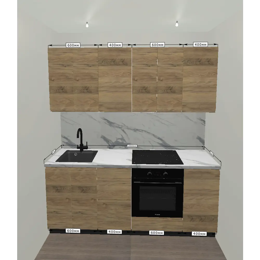 Кухонный гарнитур 200x60 см Токио цвет коричневый KONSENSA STLM-2153205 - Вид №1