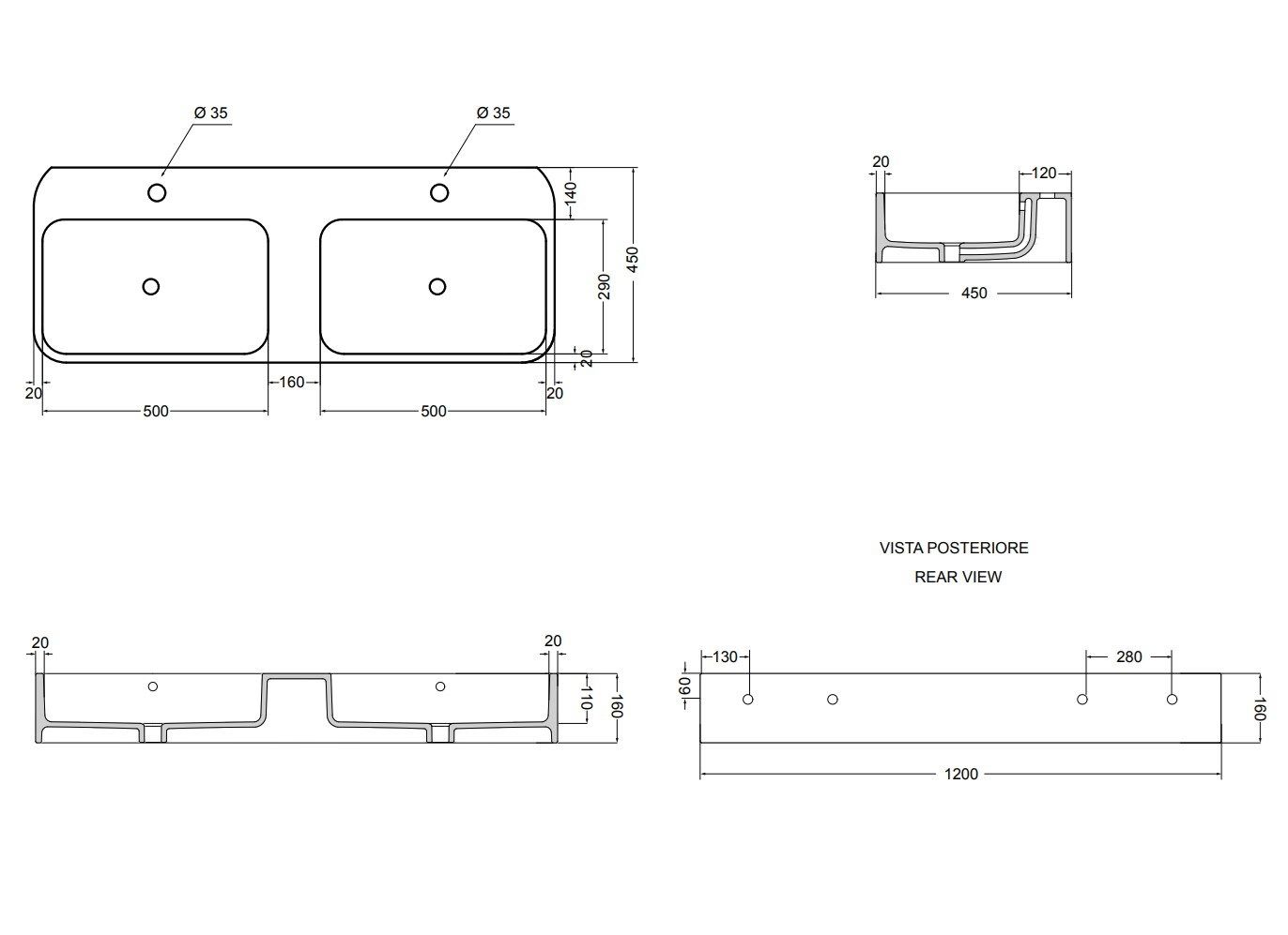 Керамическая двойная раковина Axa вещь ARCH-00131978 - Вид №6