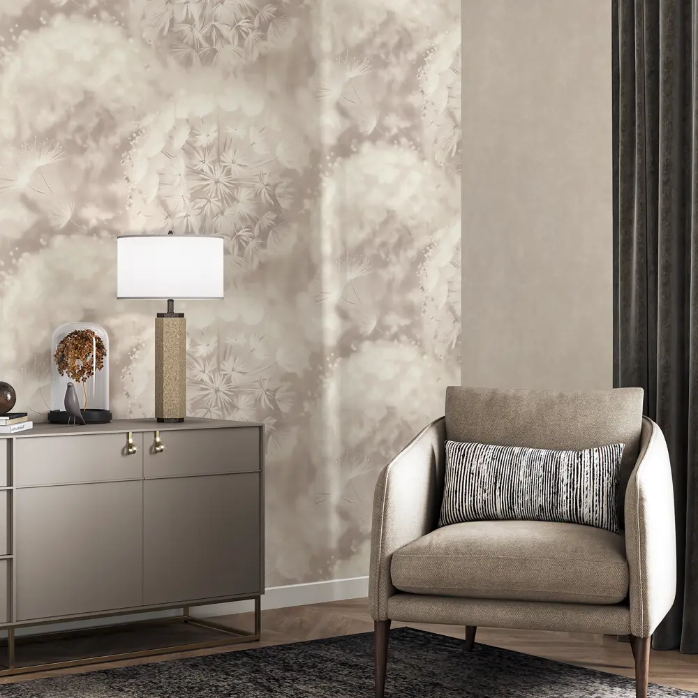 Обои флизелиновые Palitra Home Rosinka бежевые с растительным рисунком 1.06 м 89411622 STLM-1566282 - Вид №6