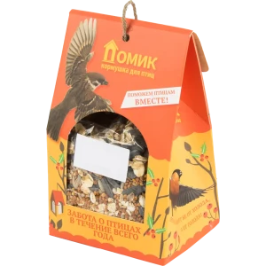 Кормушка для диких птиц Домик, пластик, корм 100 г, брикет 95 г