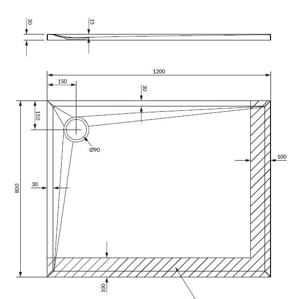 Нескользящий прямоугольный поддон для душа из композитного материала OMNIRES Stone ARCH-00033098 - Вид №3