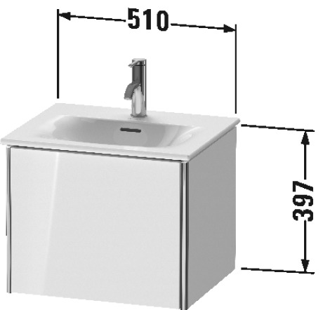 XS422108989 Тумбочка подвесная XSquare #XS4221 510 x 418 мм Фланелево-серый глянцевый лак Duravit - Вид №1