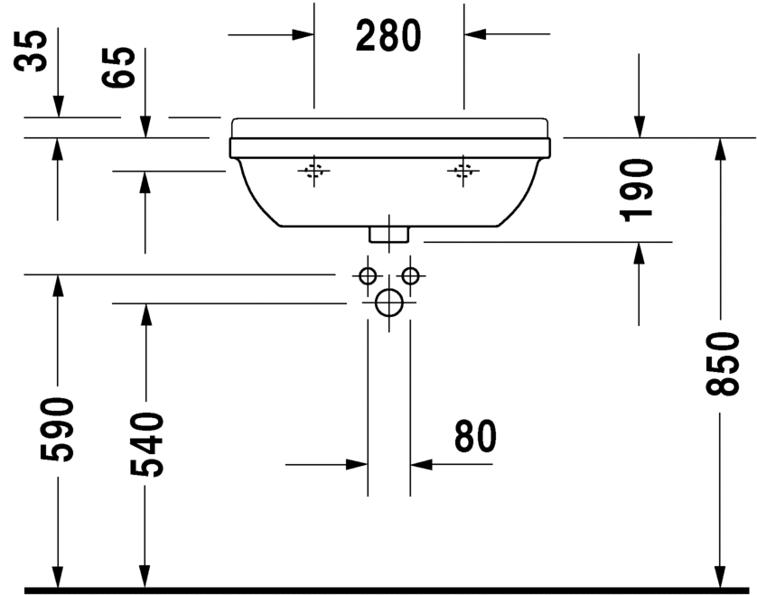 0307600000 Подвесная раковина настенная овальная Duravit Starck 3 - Вид №2