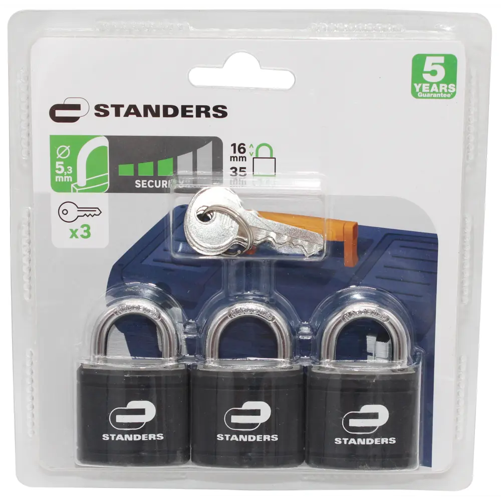 Замок навесной Standers 35x30 мм, чугун, 3 шт STLM-2199175 - Вид №2