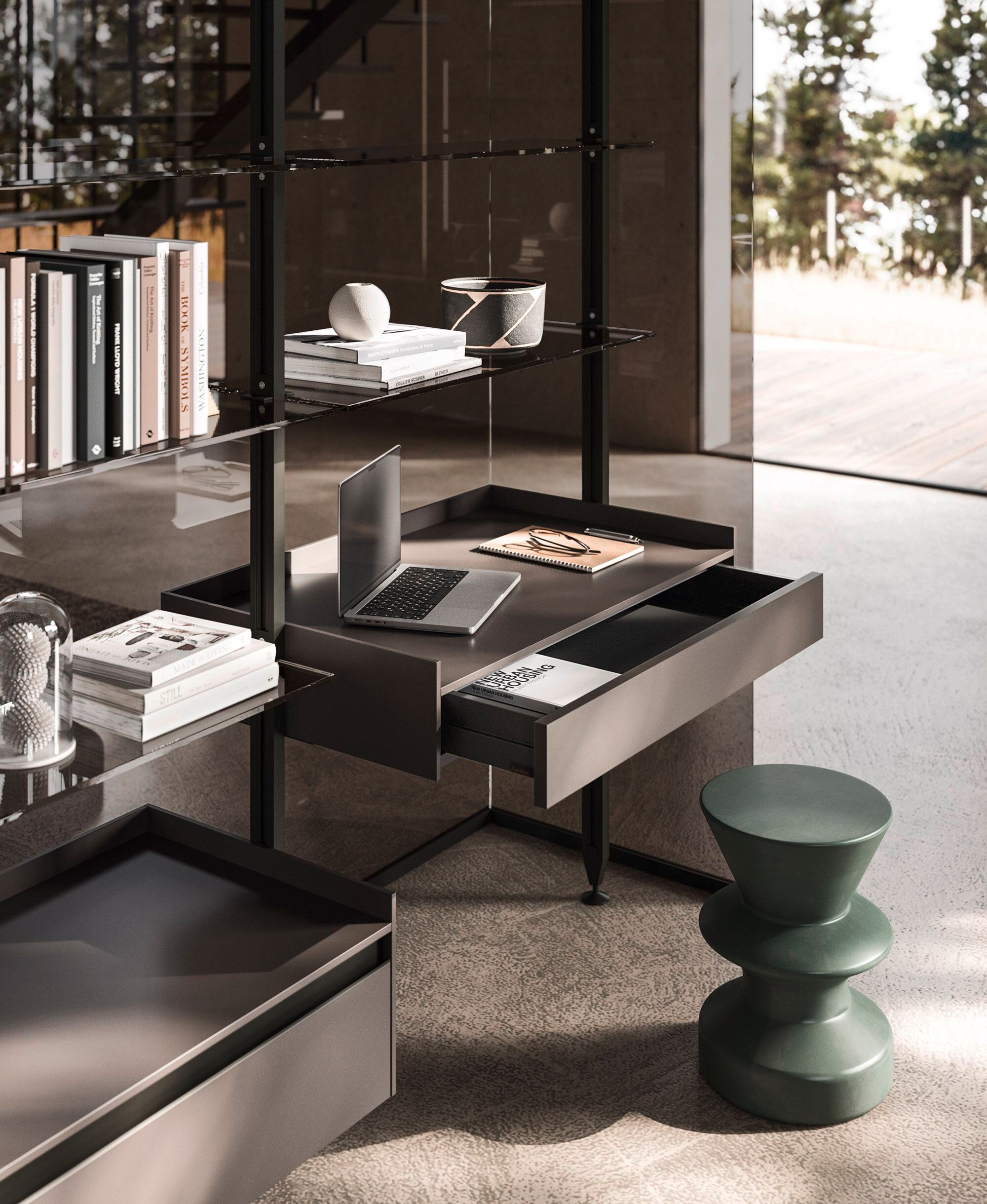 Модульный книжный шкаф из алюминия и стекла Arrital Feeling Home ARCH-00150246 - Вид №1