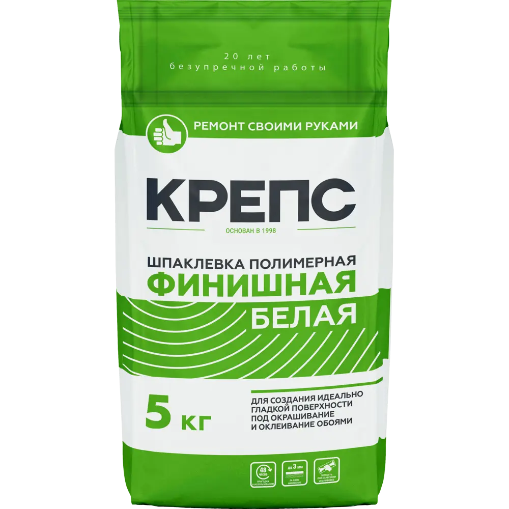 Шпаклёвка полимерная финишная Крепс 5 кг белый Финишная белая STLM-2169247