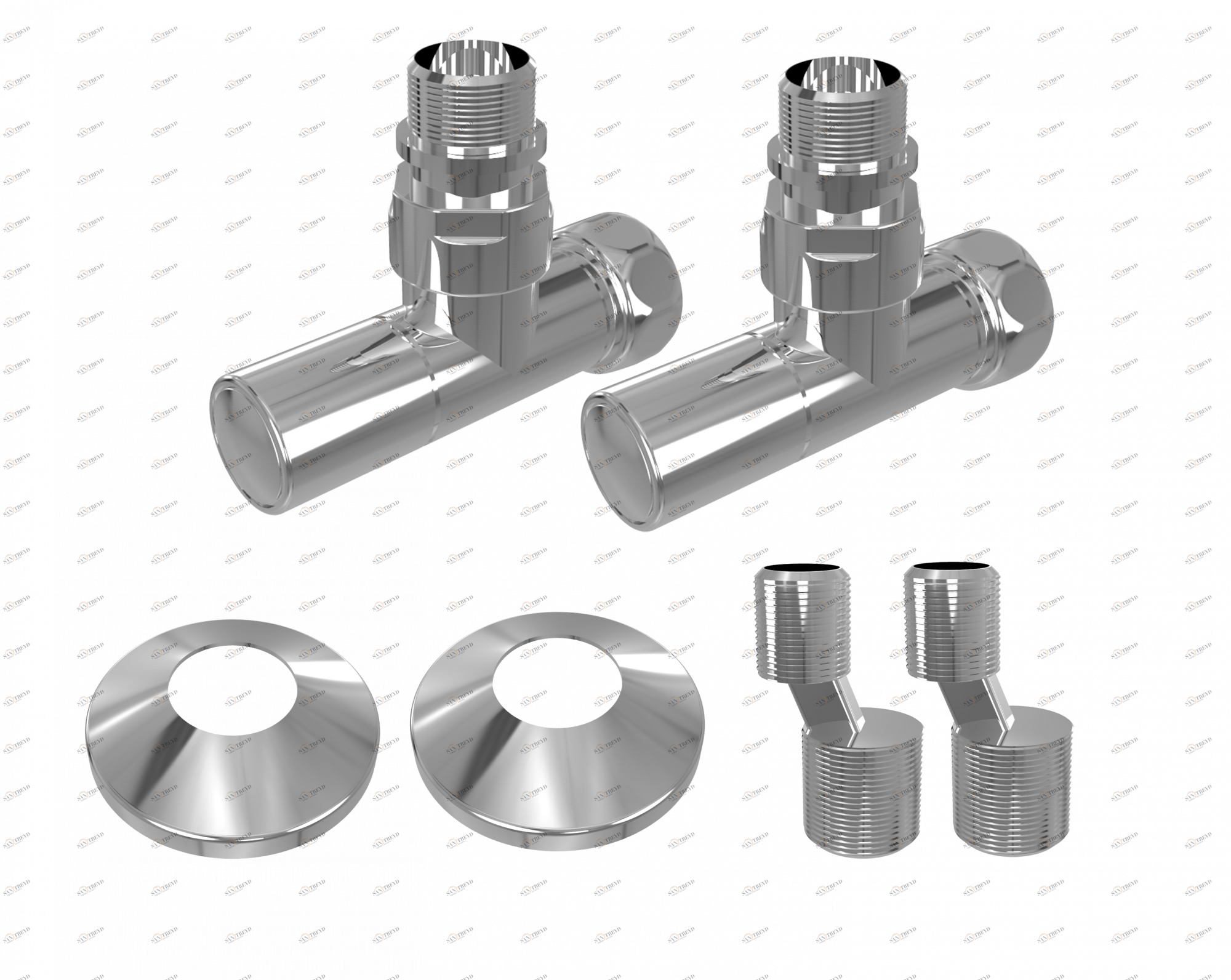 4670030723666  Комплект: вентиль г/ш 3/4х1/2(2шт), эксцентрик 3/4х1/2(2шт), отражатель 3/4(2шт) Нержавеющая сталь TERMINUS 