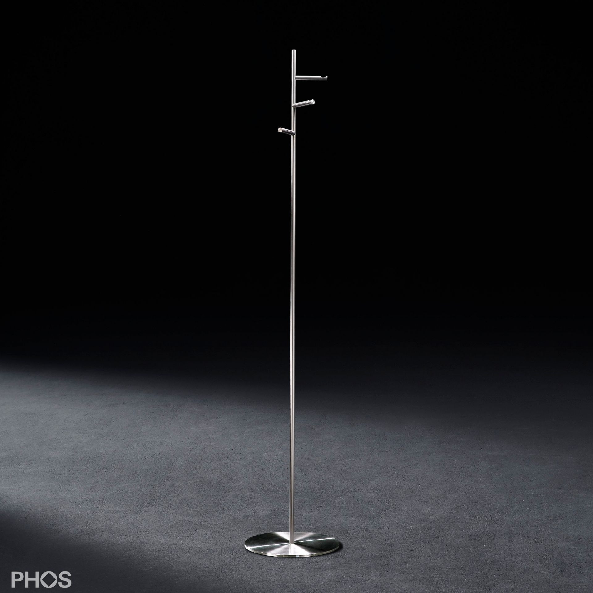 GSTH3VE Вешалка для одежды с 3 вогнутыми крючками, основание: нержавеющая сталь. PHOS  - Вид №1