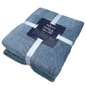 Плед Сlassic Leaves 180x200 см фланель цвет голубой