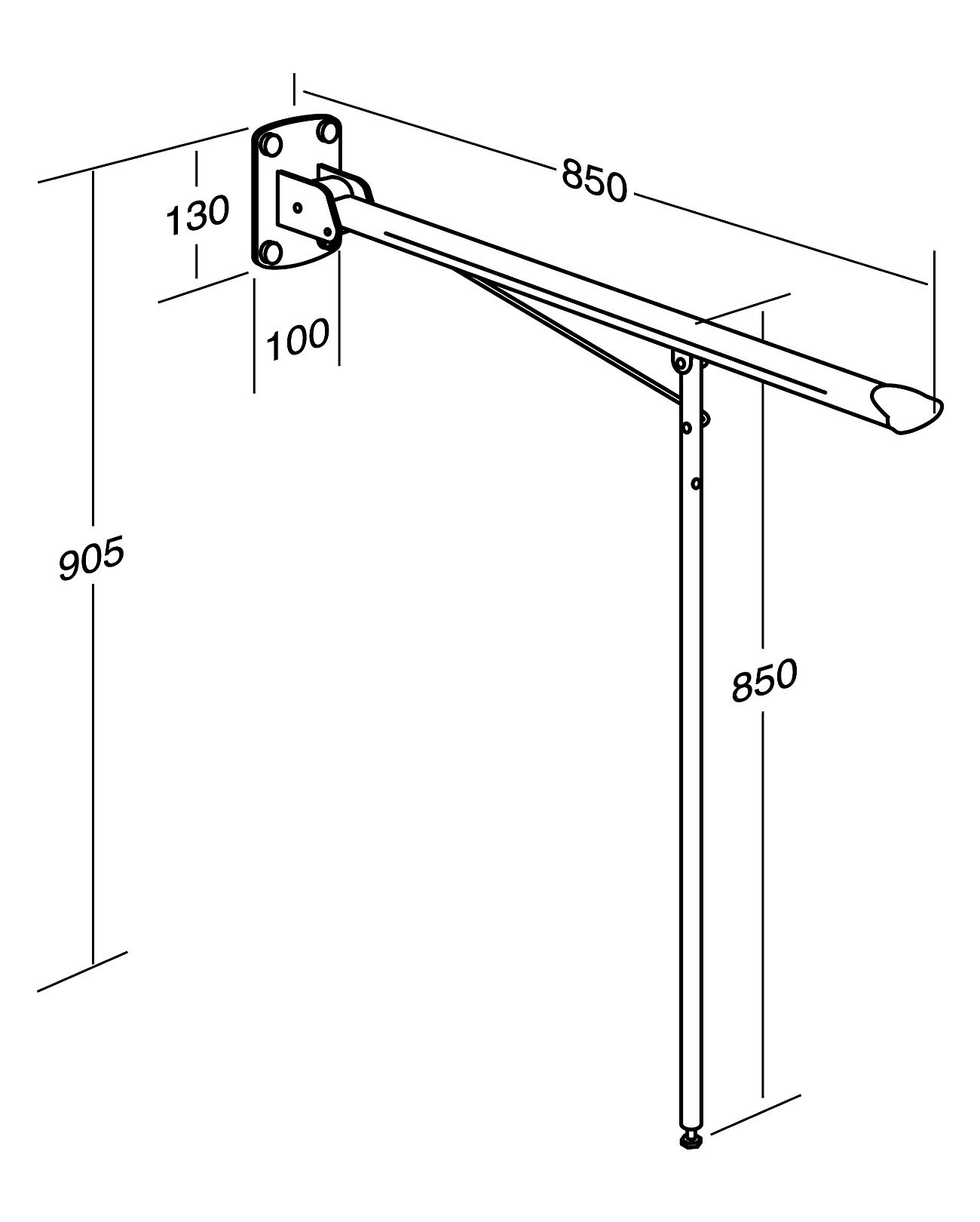 Поручень 1712 с нерегулируемой подпоркой Gustavsberg GB88171201  - Вид №1