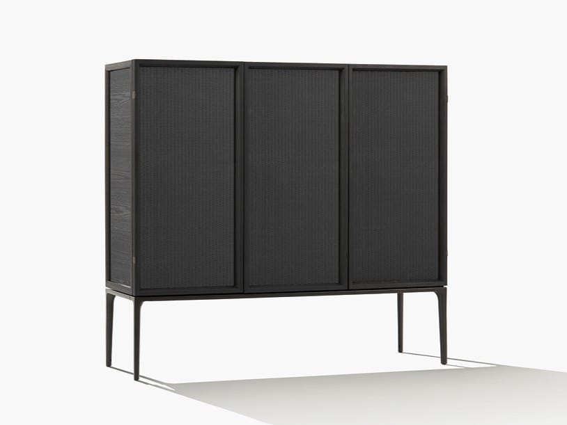 Деревянный и стеклянный шкаф с распашными дверцами Poliform Aiko ARCH-00048464