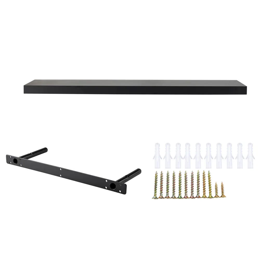 Настенная полка KONSENSA 100x23.5 см со скрытым креплением МДФ цвет черный STLM-2016036 - Вид №6