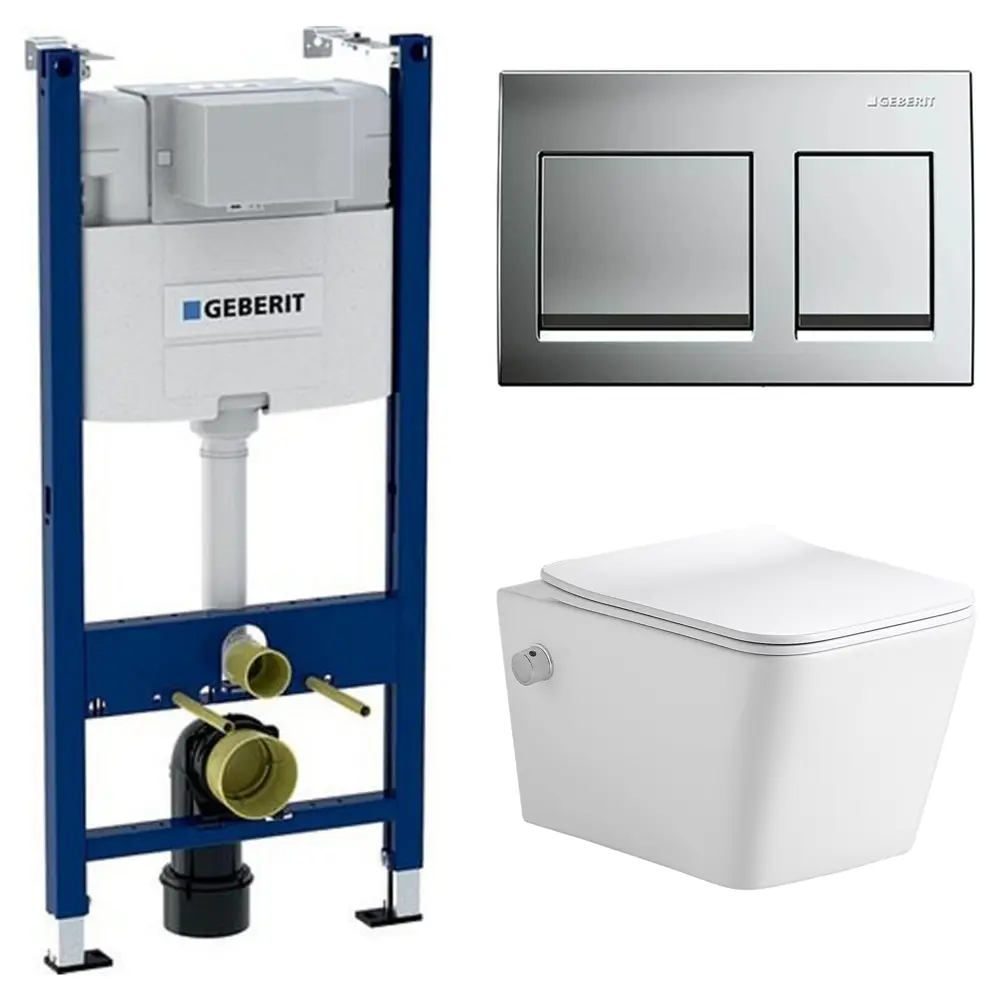 Комплект инсталляции Geberit Alpha с унитазом тип ободка открытый Glory клавиша Geberit Alpha серая STLM-2010540