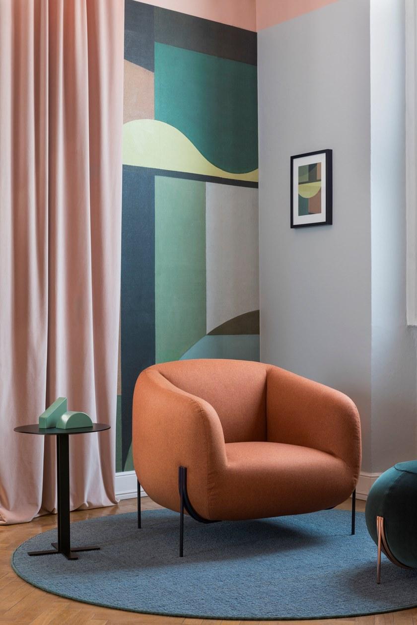 Saba Italia Кресло из ткани со съемным чехлом с подлокотниками Geo sun-id-1374537 - Вид №7