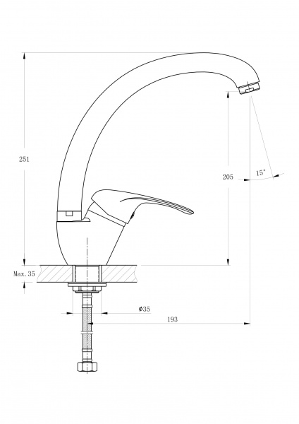 Смеситель для кухни Rush Corsica CO4240-22 высокий хром 1152319 - Вид №1
