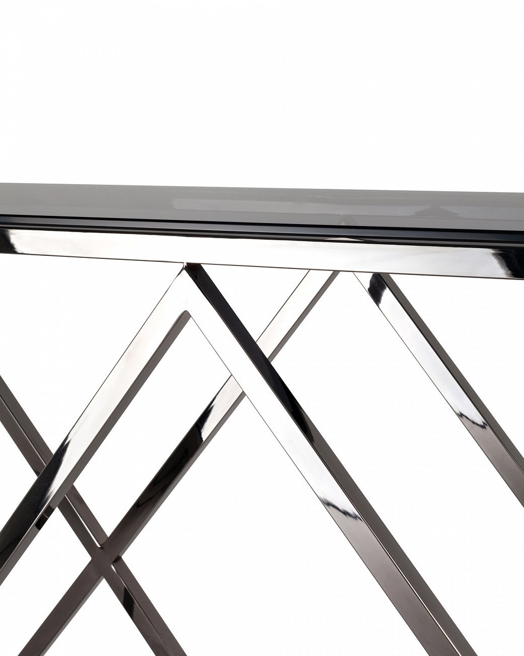 Консоль стеклянная 115х30 см дымчатая с основанием темный хром "Инсигния" STOOL GROUP  00-3881882 Серебро  - Вид №2