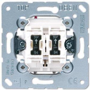 Выключатель двухклавишный кнопочный с подсветкой Jung 10А 250V 535U5