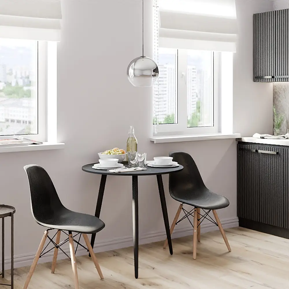 Стол кухонный 75x75 см круглый МДФ цвет черный Santreyd Черный мрамор STLM-2065012 - Вид №2