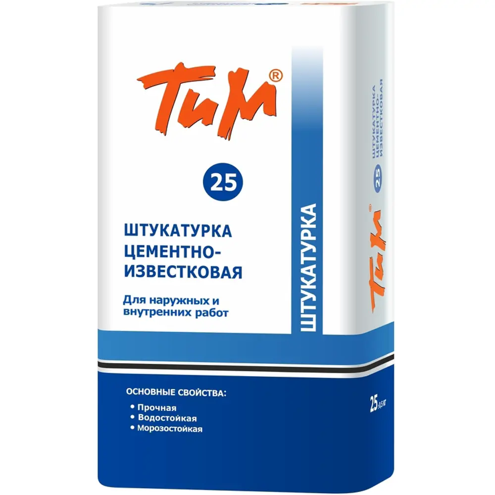 Штукатурка цементно-известковая ТиМ №25 25 кг STLM-2104125