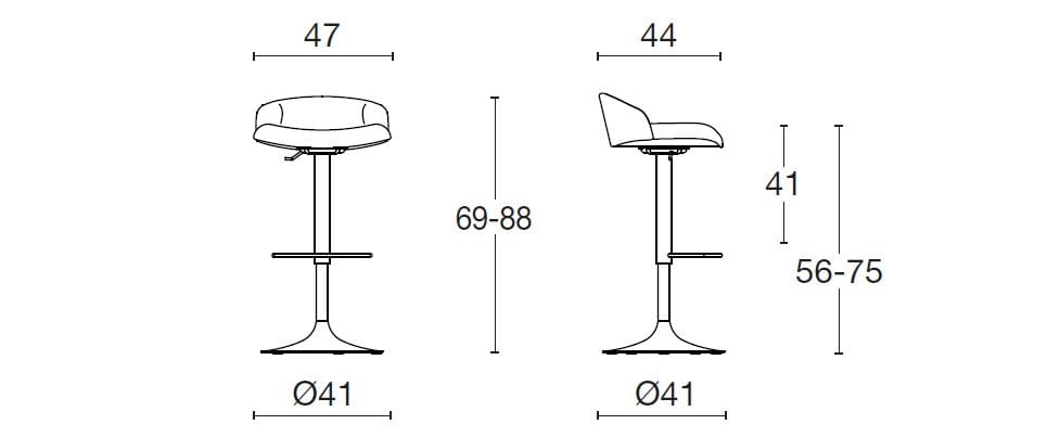 Регулируемая высота ткани поворотный барный стул Diemme Loft Community ARCH-00089990 - Вид №2