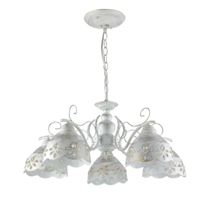 Люстра потолочная Ritter Ravenna 52514 1 5 ламп Е27 цвет белый/золото патина