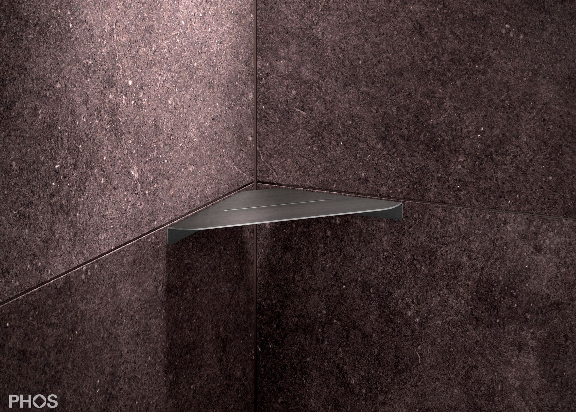 DAE230 Привинчиваемая угловая душевая полка, 23 x 23 см, шлифованная вручную PHOS  - Вид №1