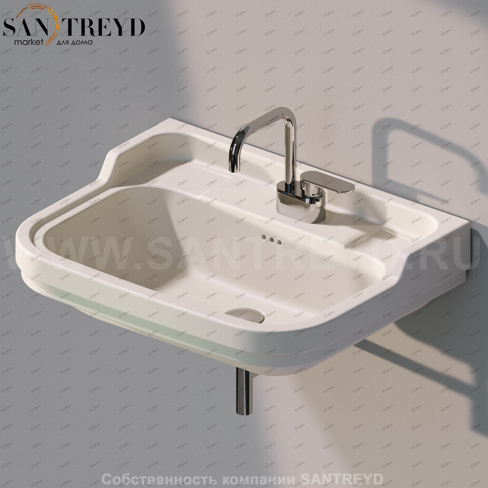 60069003 Подвесная раковина настенная прямоугольная Ceramica Flaminia Efi бежевая