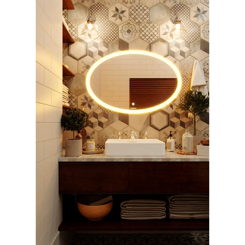 Зеркало для ванной Omega Glass Тип 3 SD943 с подсветкой 90x60 см овальное STLM-2065041