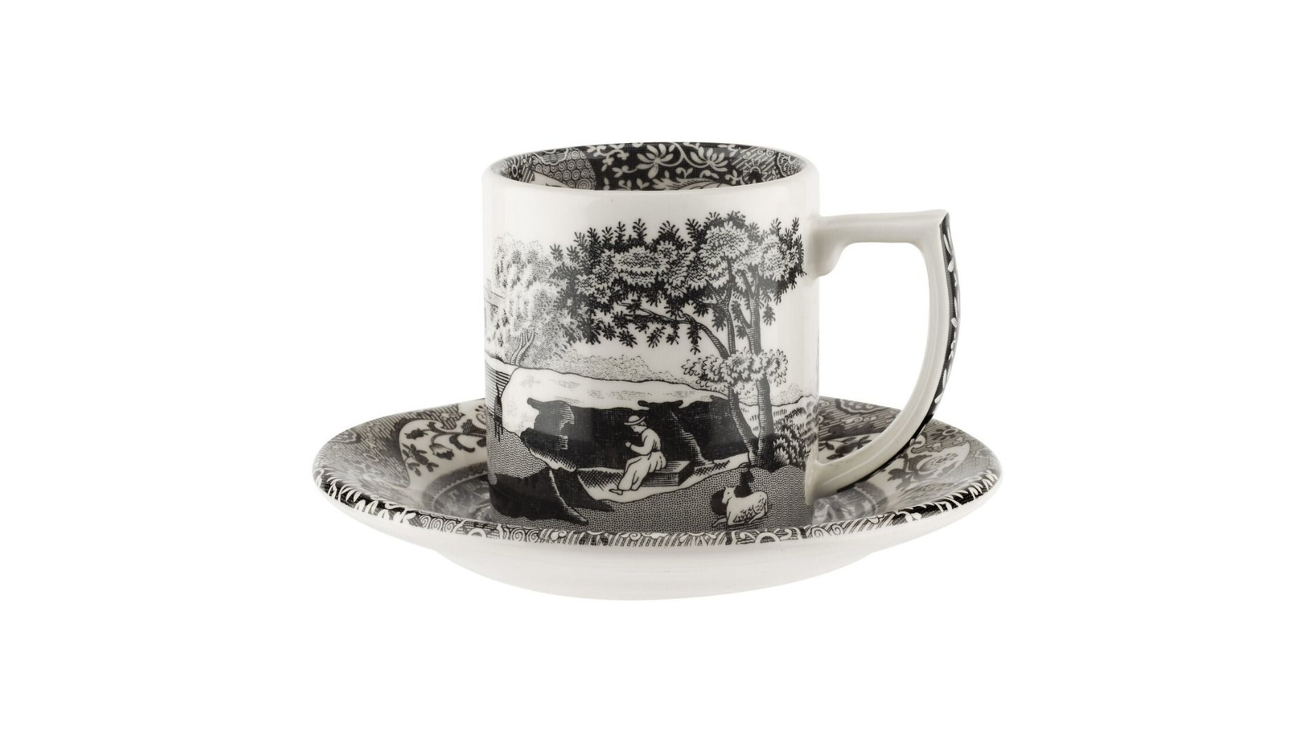 10655436 Spode Набор чашек для эспрессо с блюдцами Spode "Черная Италия" 90мл, 4шт (лимитированный выпуск) п/к Фаянс  - Вид №1