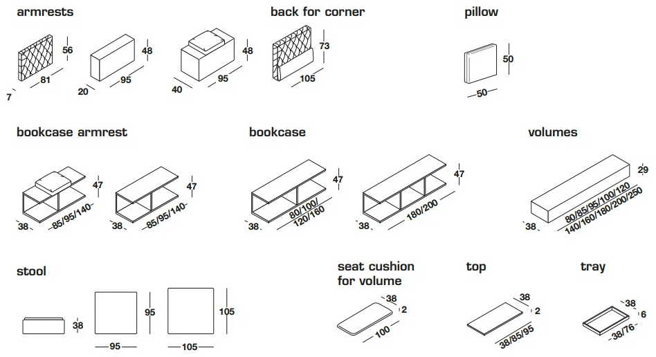 Frigerio Salotti Модульный тканевый диван с полкой для журналов Dominio sun-id-1496913 - Вид №7