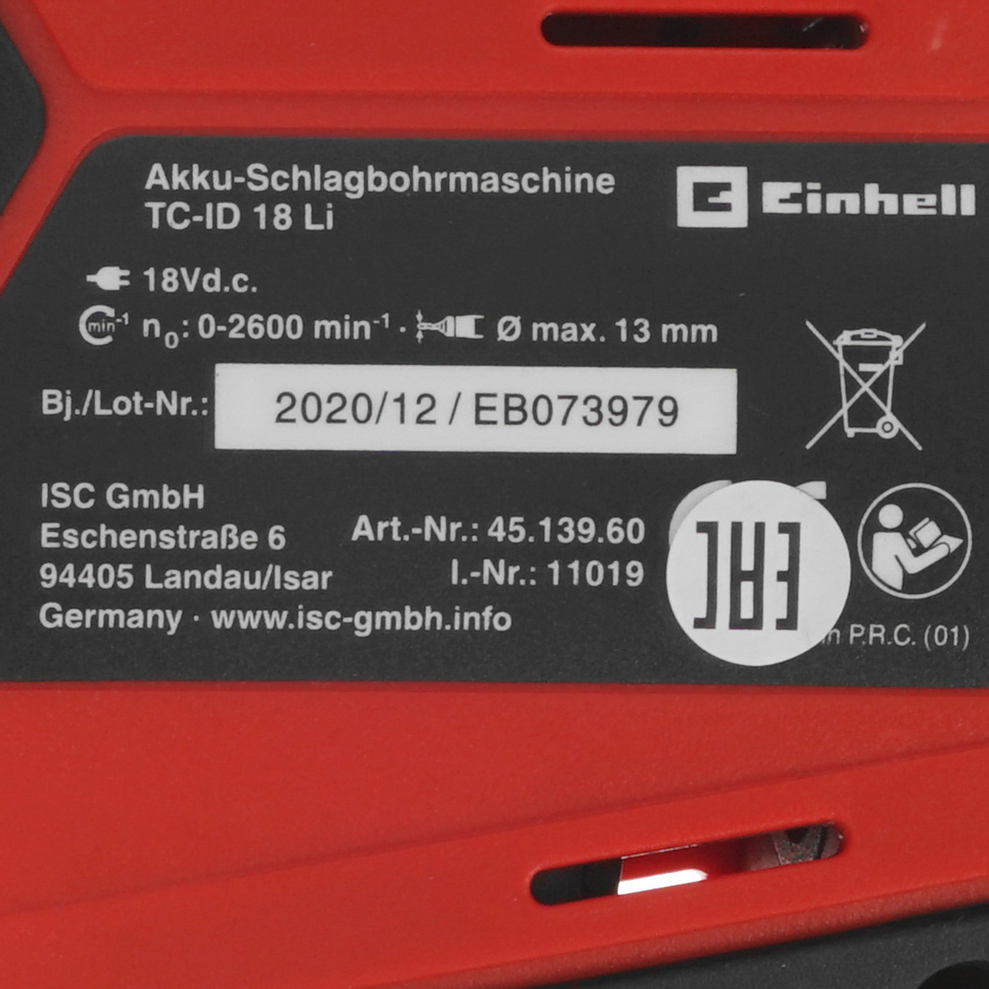 Дрель  Einhell PXC TC-ID 18 Li - Solo Power X Change 18V , Без ЗУ, Без АКБ 5341314 STDN-0145925 - Вид №2
